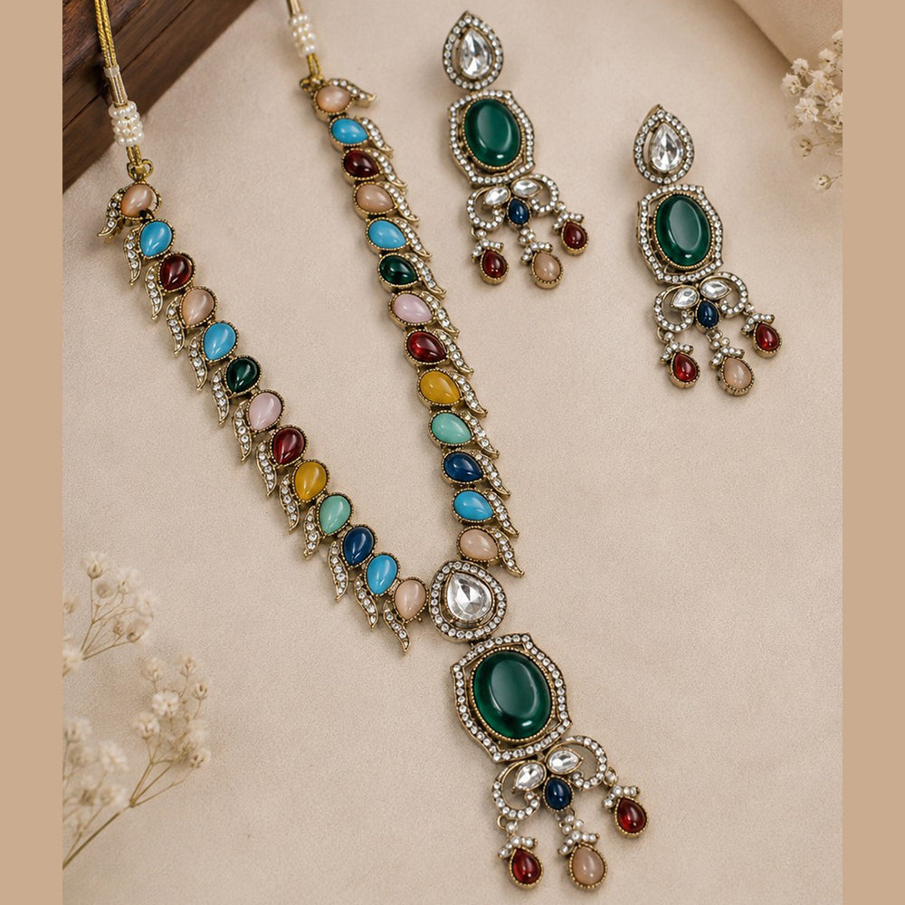 NAFJ Graceful Monalisa And Austrian Stone Long Necklace Set