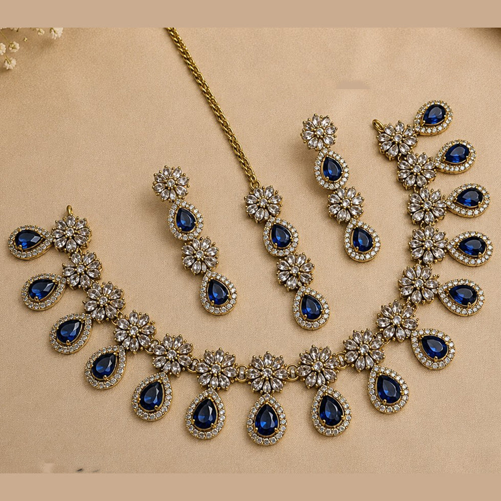 NAFJ Gold Plated Royal American Daimond Necklace Set
