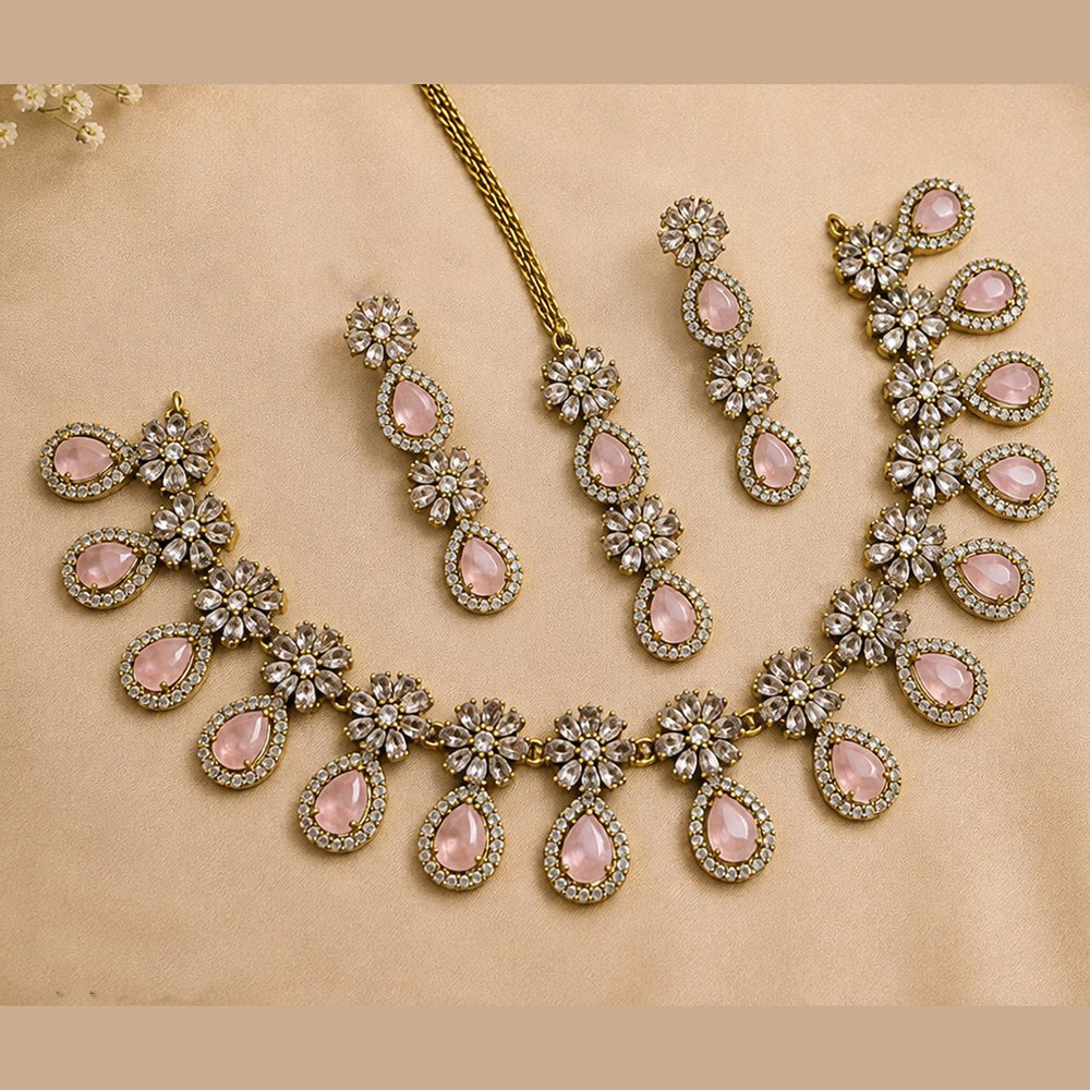 NAFJ Gold Plated Royal American Daimond Necklace Set