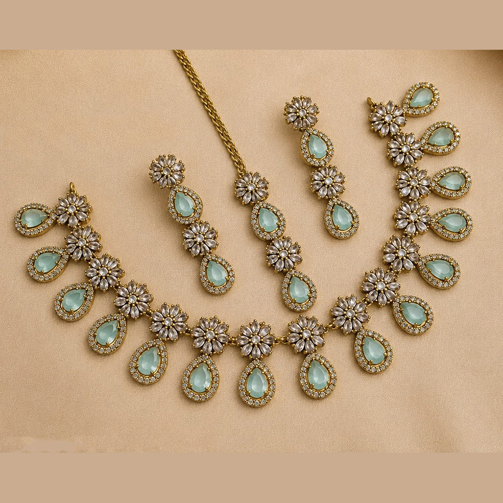 NAFJ Gold Plated Royal American Daimond Necklace Set