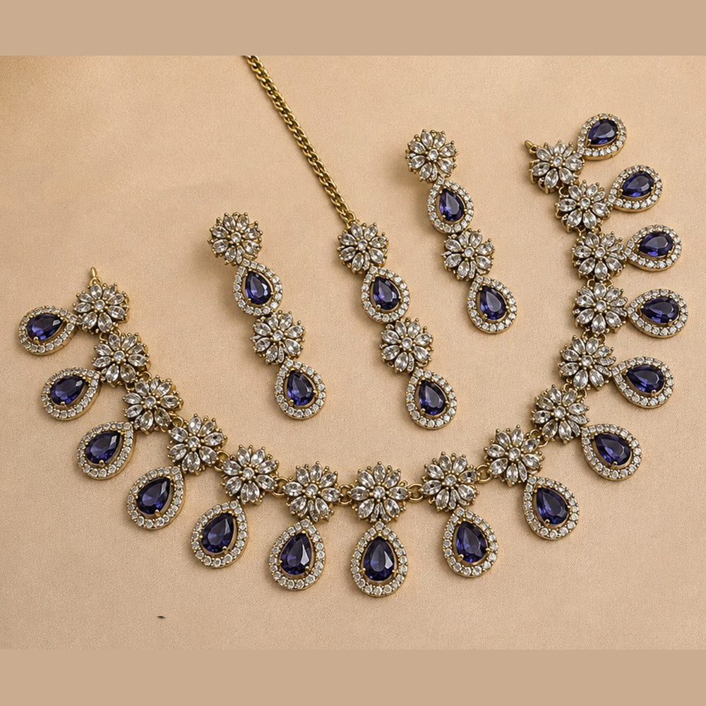 NAFJ Gold Plated Royal American Daimond Necklace Set