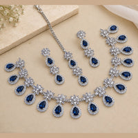 NAFJ Silver Plated Royal American Daimond Necklace Set