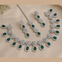 NAFJ Silver Plated Royal American Daimond Necklace Set