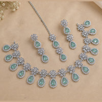 NAFJ Silver Plated Royal American Daimond Necklace Set