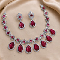 NAFJ Silver Plated Royal American Daimond Necklace Set