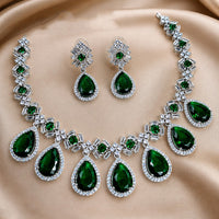 NAFJ Silver Plated Royal American Daimond Necklace Set