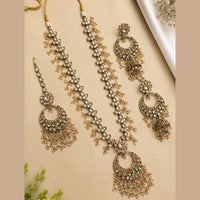 NAFJ Grand Polki Kundan Stone And Pearl Long Necklace Set