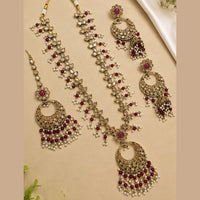 NAFJ Grand Polki Kundan Stone And Pearl Long Necklace Set