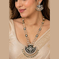 NAFJ Grand Polki Kundan Stone And Meenakari Long Necklace Set