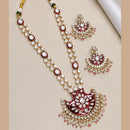 NAFJ Grand Polki Kundan Stone And Meenakari Long Necklace Set