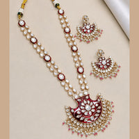 NAFJ Grand Polki Kundan Stone And Meenakari Long Necklace Set