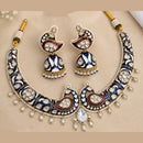 NAFJ Grand Polki Kundan Stone And Meenakari Peacock Choker Necklace Set