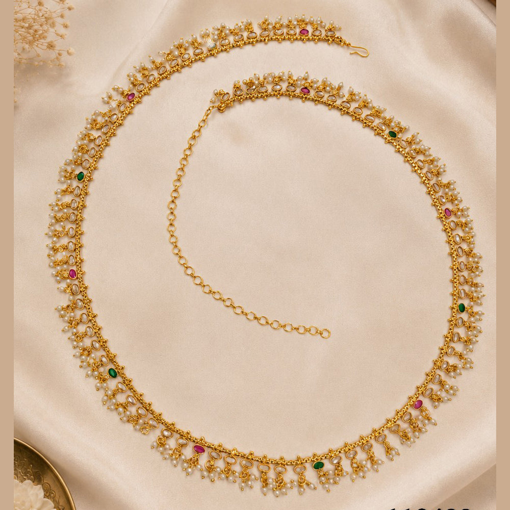 NAFJ Gold Plated Pota Kundan Stone Kamarbandh