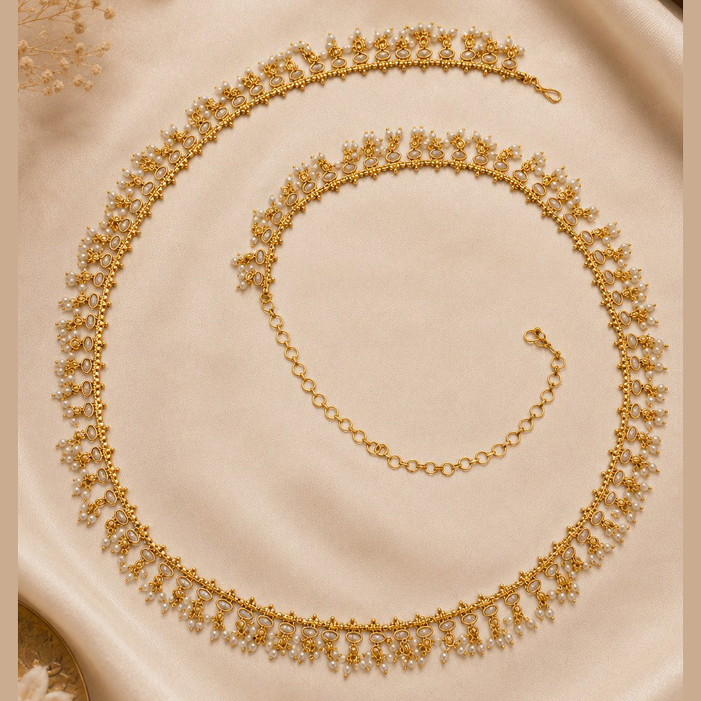NAFJ Gold Plated Pota Kundan Stone Kamarbandh