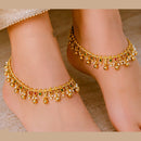 NAFJ Gold Plated Kundan Stone And Pearl Payal / Anklet