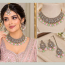 NAFJ Glamorous Crystal Stone And Beads Choker Necklace Set