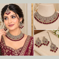 NAFJ Glamorous Crystal Stone And Beads Choker Necklace Set