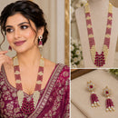 NAFJ Glamorous Crystal Stone And Beads Long Necklace Set