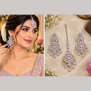NAFJ Elegant Crystal Stone Dangler Earrings With Matching Maangtikka