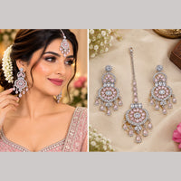 NAFJ Elegant Crystal Stone Dangler Earrings With Matching Maangtikka