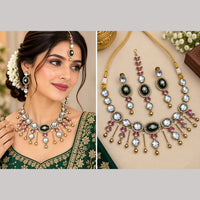 NAFJ Traditional Pota Stone And Beads Necklace Set for Women