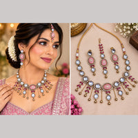 NAFJ Traditional Pota Stone And Beads Necklace Set for Women