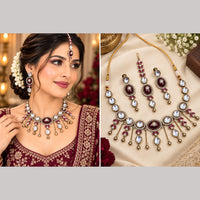 NAFJ Traditional Pota Stone And Beads Necklace Set for Women