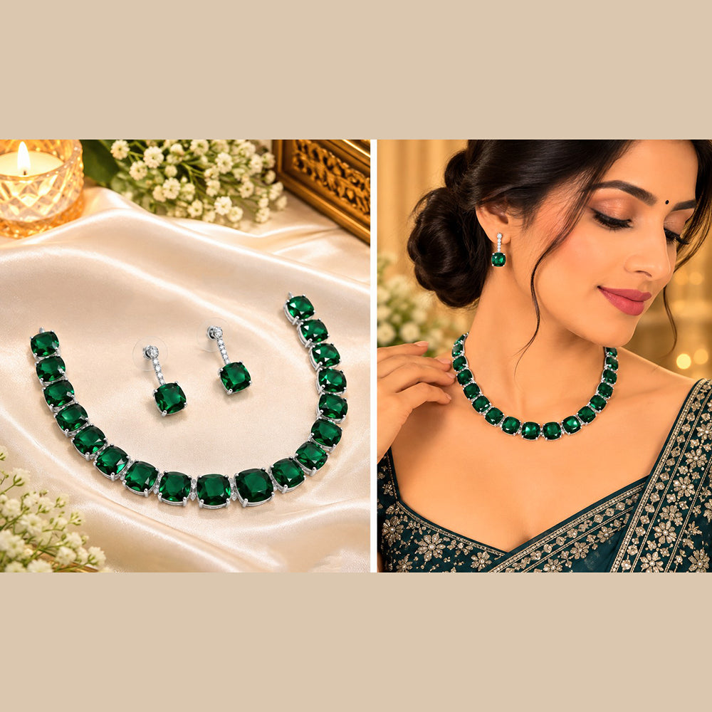 NAFJ Designer American Daimond Choker Necklace Set