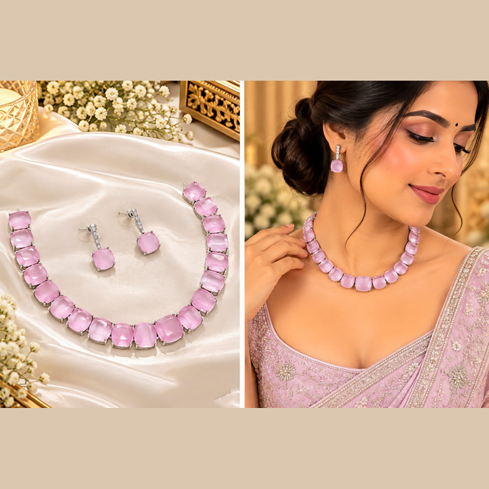 NAFJ Designer American Daimond Choker Necklace Set