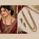 NAFJ Traditional Pota Stone And Beads Long Necklace Set for Women