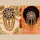 NAFJ Elegant Kundan Stone And Pearl Hair Bun Cover for Women