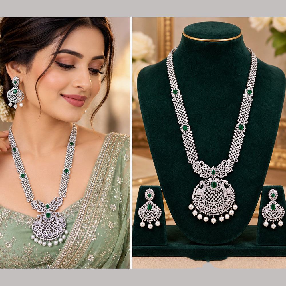 NAFJ Royal American Daimond And Beads Long Necklace Set