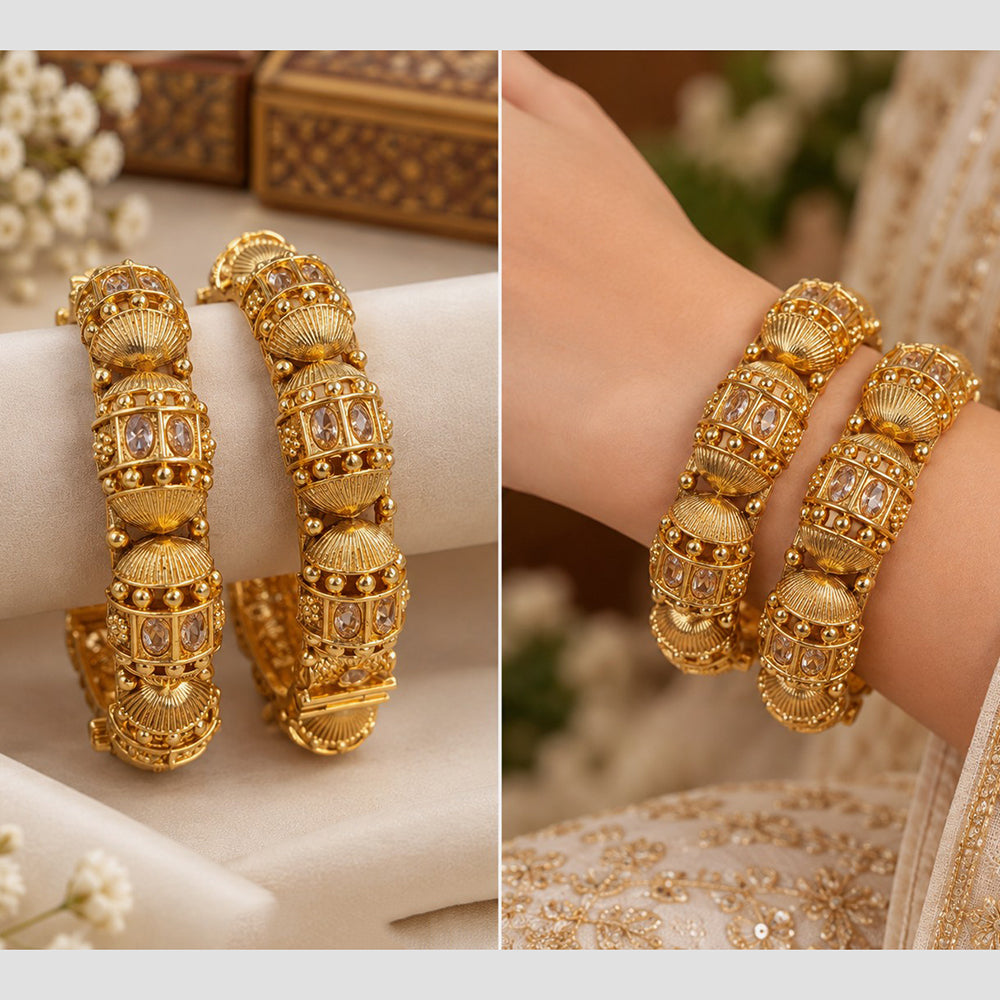 NAFJ Crystal Stone Openable Bangles Set for Women 