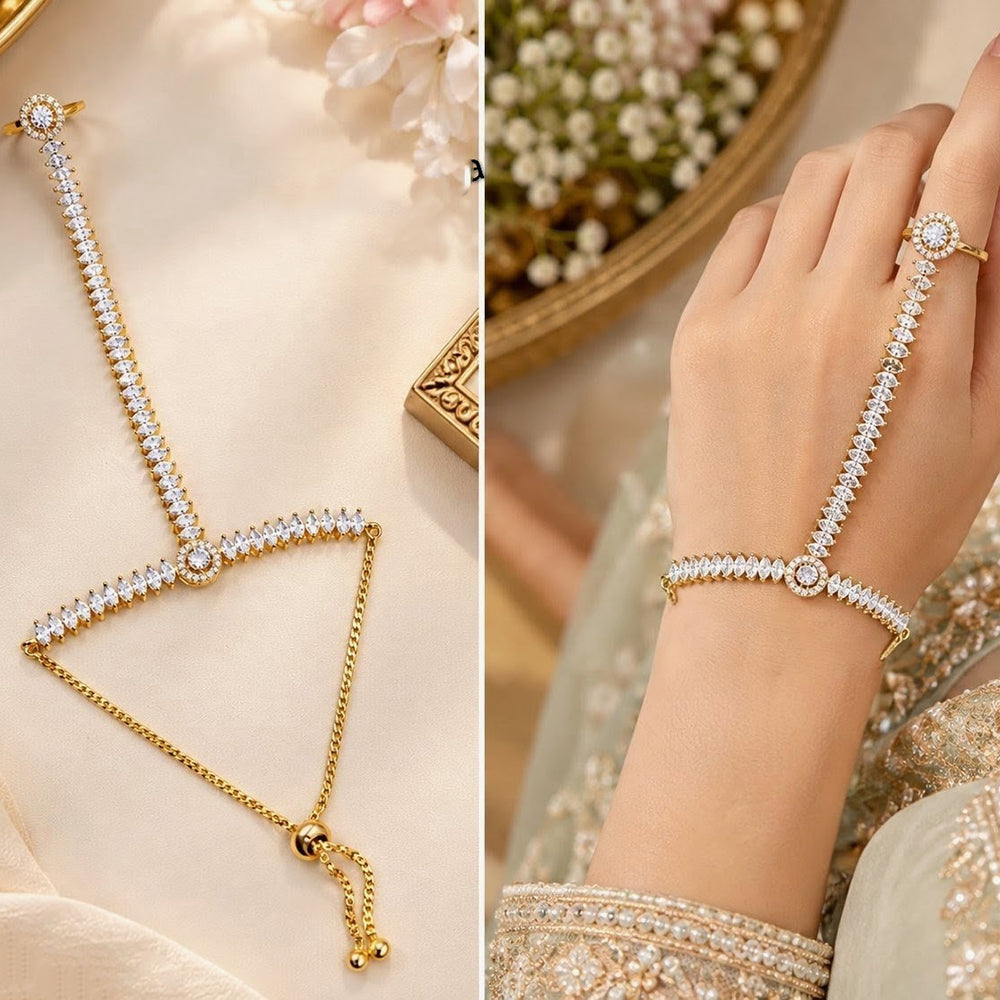 NAFJ Designer Crystal Stone Delicate Hath Panja 