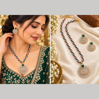 NAFJ Designer American Daimond And Pearl Necklace Set  