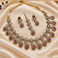 NAFJ Glamorous Crystal Stone And Austrian Stone Necklace Set