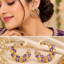 NAFJ Gold Plated Crystal Stone Dangler Earrings for Women