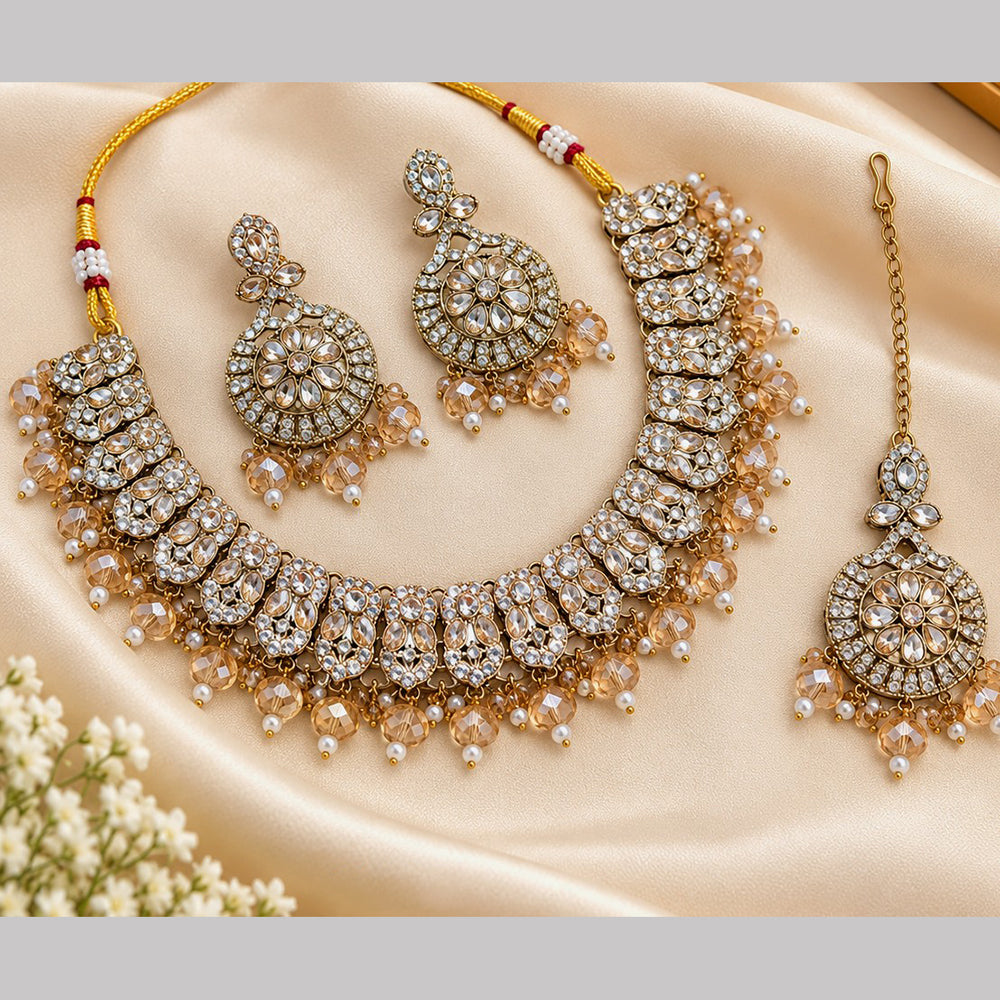 NAFJ Glamorous Crystal Stone And Beads Necklace Set