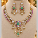 NAFJ Glamorous Gold Plated Crystal Stone  Necklace Set