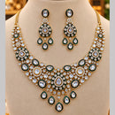 NAFJ Graceful Gold Plated Polki Kundan Stone Necklace Set