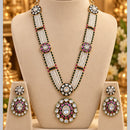 NAFJ Graceful Gold Plated Polki Kundan Stone Long Necklace Set