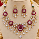 NAFJ Graceful Gold Plated Polki Kundan Stone Necklace Set