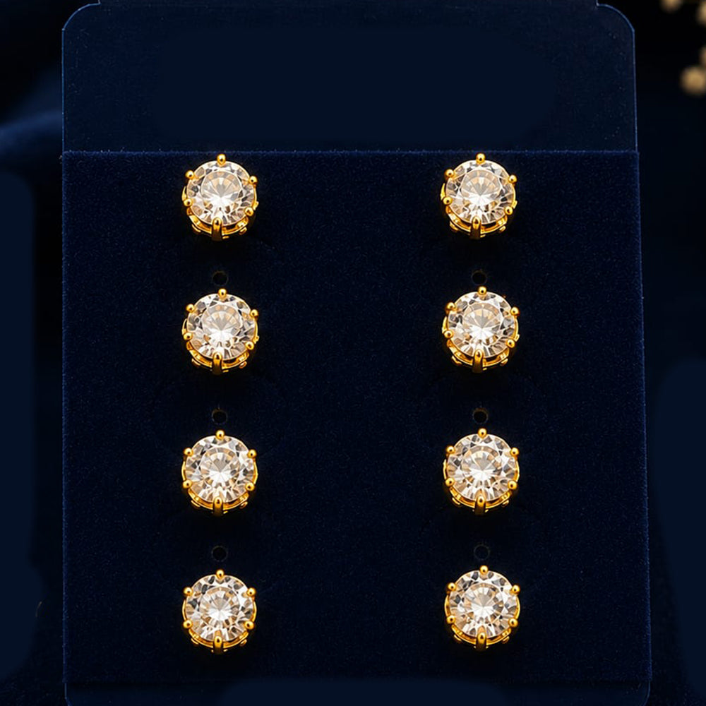 Shipra Gold Sparkling Crystal Stud Earrings for Women