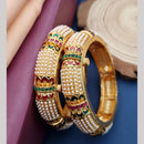 Reet Revaz Gold Plated Pota Stone And Pearl Openable Bangles Set