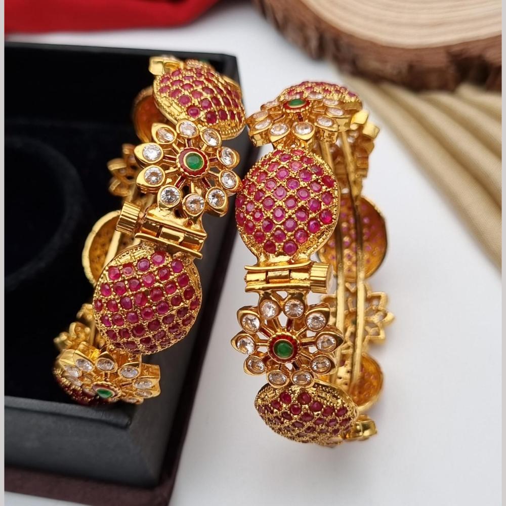 Reet Revaz Gold Plated Austrian Stone Openable Bangles Set