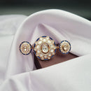 Reet Revaz Gold Plated Polki Kundan Stone And Meenakari Ring