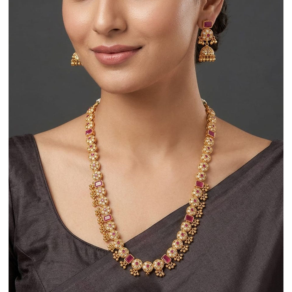 Reet Revaz Rajkumari Look Pota Stone And Pearl Ethnic Glam Long Necklace Set