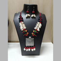 Darshana Jewels Ethnic Oxidised Plated Shell Necklace Set