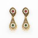 Urthn Antique Gold Plated Pearl & Stone Dangler Earrings for Women(Pack Of 6)