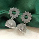 Darshana Jewels  Oxidised Plated Floral Jhumki Earrings